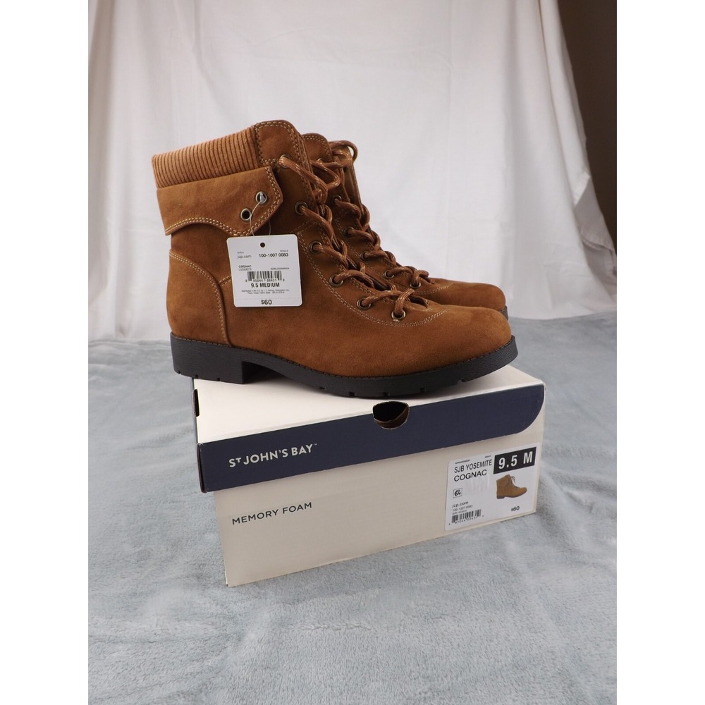 St Johns Bay Yosemite‎ Ankle Boots New  Women's Size 9.5M Cognac/Brown
